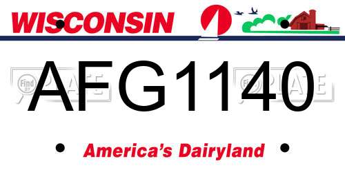 AFG1140 Wisconsin License Plate
