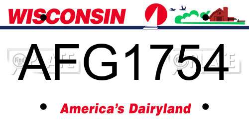 AFG1754 Wisconsin License Plate