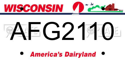AFG2110 Wisconsin License Plate