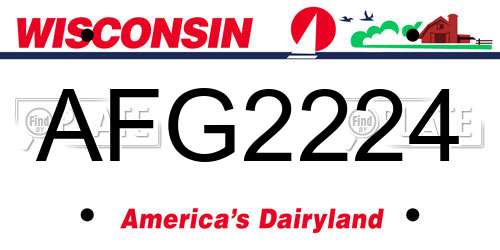 AFG2224 Wisconsin License Plate