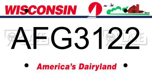 AFG3122 Wisconsin License Plate