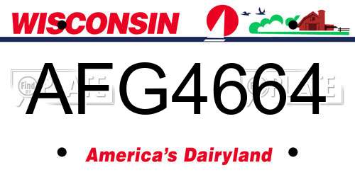 AFG4664 Wisconsin License Plate