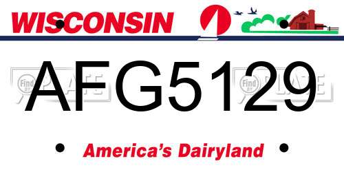 AFG5129 Wisconsin License Plate