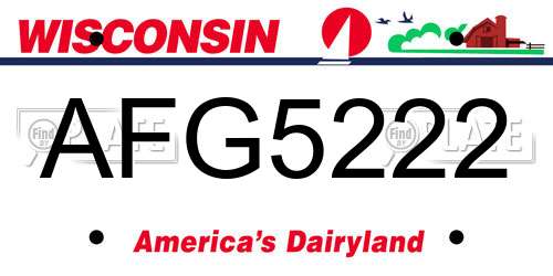 AFG5222 Wisconsin License Plate