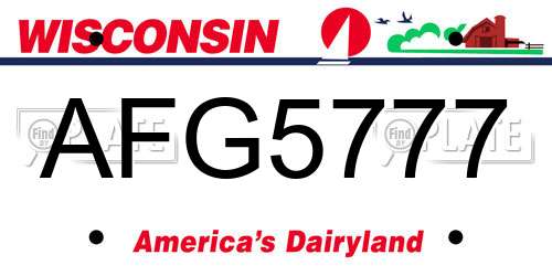 AFG5777 Wisconsin License Plate