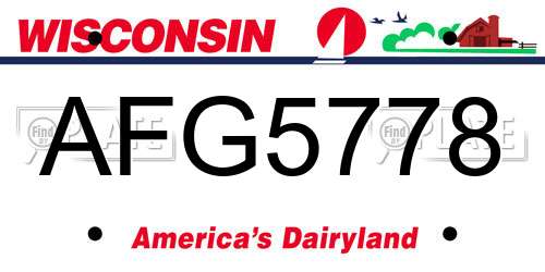 AFG5778 Wisconsin License Plate
