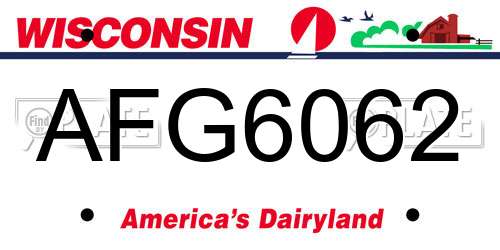 AFG6062 Wisconsin License Plate