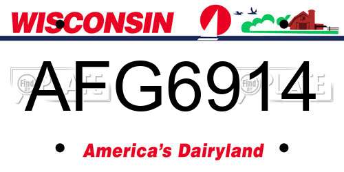 AFG6914 Wisconsin License Plate