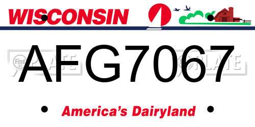 AFG7067 Wisconsin License Plate