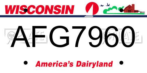 AFG7960 Wisconsin License Plate