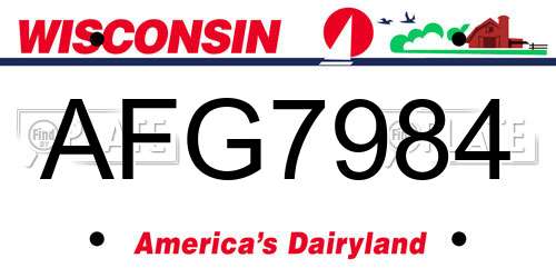 AFG7984 Wisconsin License Plate