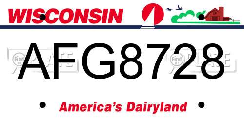 AFG8728 Wisconsin License Plate
