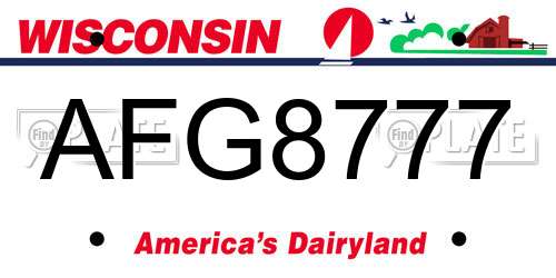 AFG8777 Wisconsin License Plate
