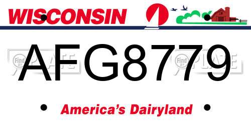 AFG8779 Wisconsin License Plate