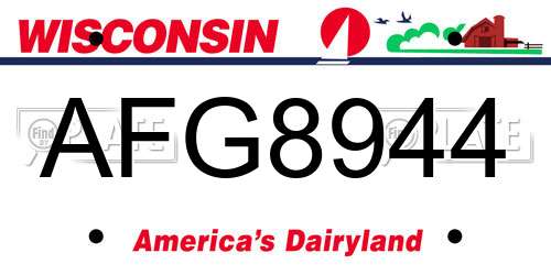 AFG8944 Wisconsin License Plate