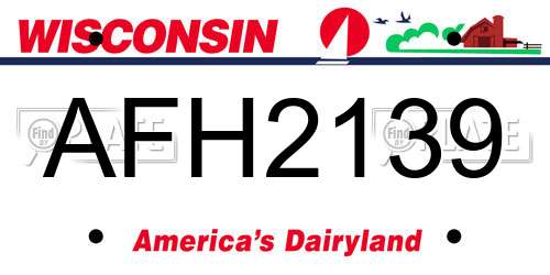 AFH2139 Wisconsin License Plate