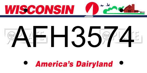 AFH3574 Wisconsin License Plate