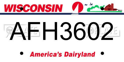 AFH3602 Wisconsin License Plate