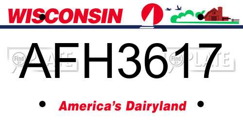 AFH3617 Wisconsin License Plate