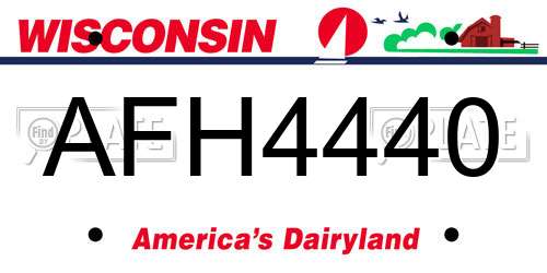 AFH4440 Wisconsin License Plate