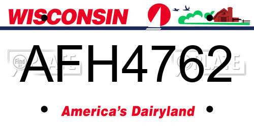 AFH4762 Wisconsin License Plate