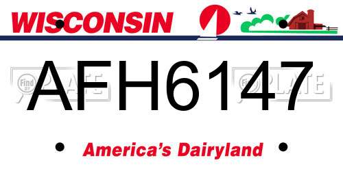 AFH6147 Wisconsin License Plate