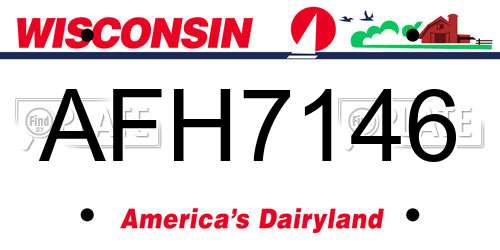 AFH7146 Wisconsin License Plate