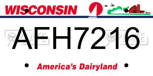 AFH7216 Wisconsin License Plate