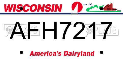 AFH7217 Wisconsin License Plate