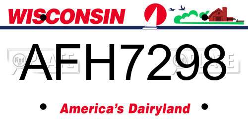 AFH7298 Wisconsin License Plate