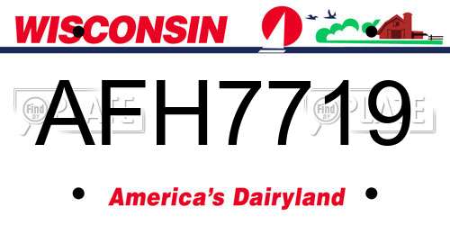 AFH7719 Wisconsin License Plate
