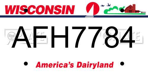 AFH7784 Wisconsin License Plate