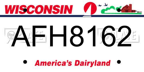 AFH8162 Wisconsin License Plate