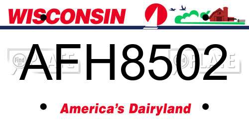 AFH8502 Wisconsin License Plate