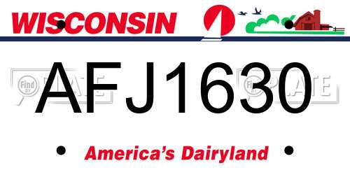 AFJ1630 Wisconsin License Plate
