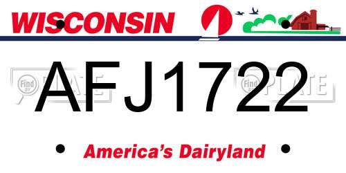 AFJ1722 Wisconsin License Plate