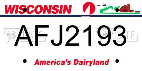 AFJ2193 Wisconsin License Plate
