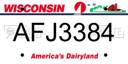 AFJ3384 Wisconsin License Plate