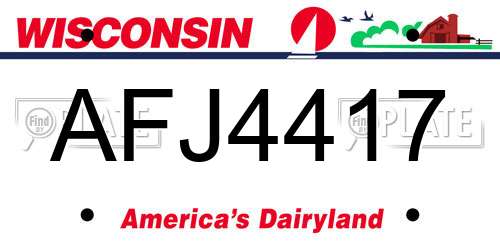 AFJ4417 Wisconsin License Plate