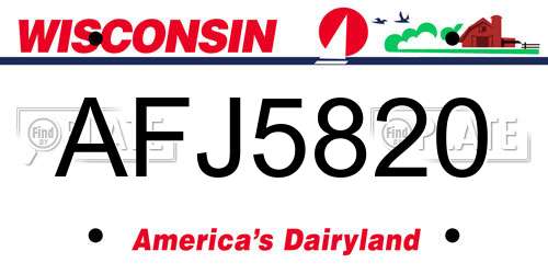 AFJ5820 Wisconsin License Plate
