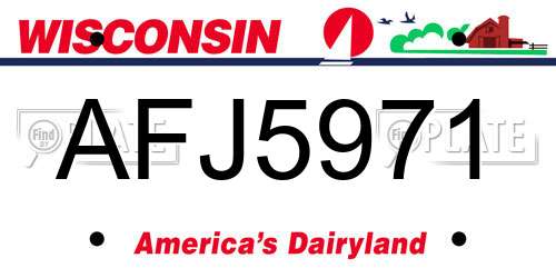 AFJ5971 Wisconsin License Plate