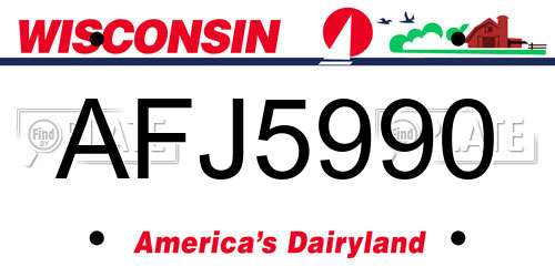 AFJ5990 Wisconsin License Plate