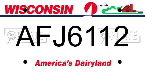 AFJ6112 Wisconsin License Plate