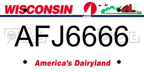 AFJ6666 Wisconsin License Plate