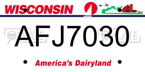 AFJ7030 Wisconsin License Plate
