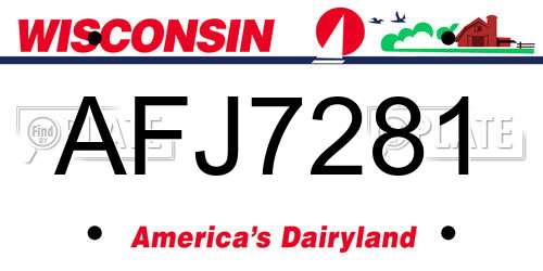 AFJ7281 Wisconsin License Plate