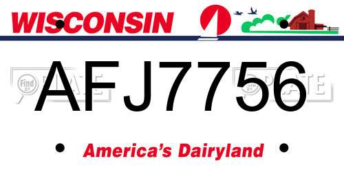 AFJ7756 Wisconsin License Plate