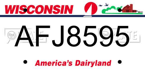 AFJ8595 Wisconsin License Plate
