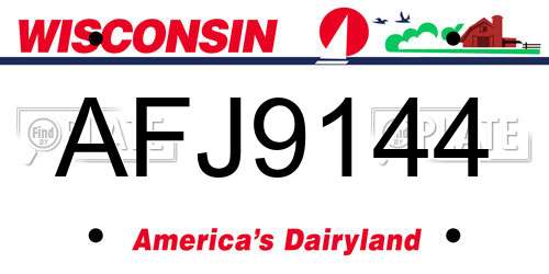AFJ9144 Wisconsin License Plate