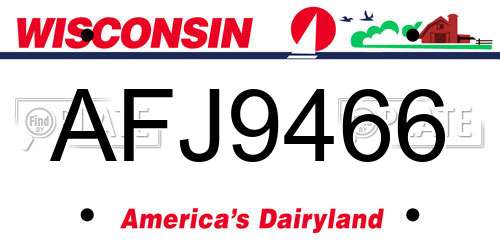 AFJ9466 Wisconsin License Plate